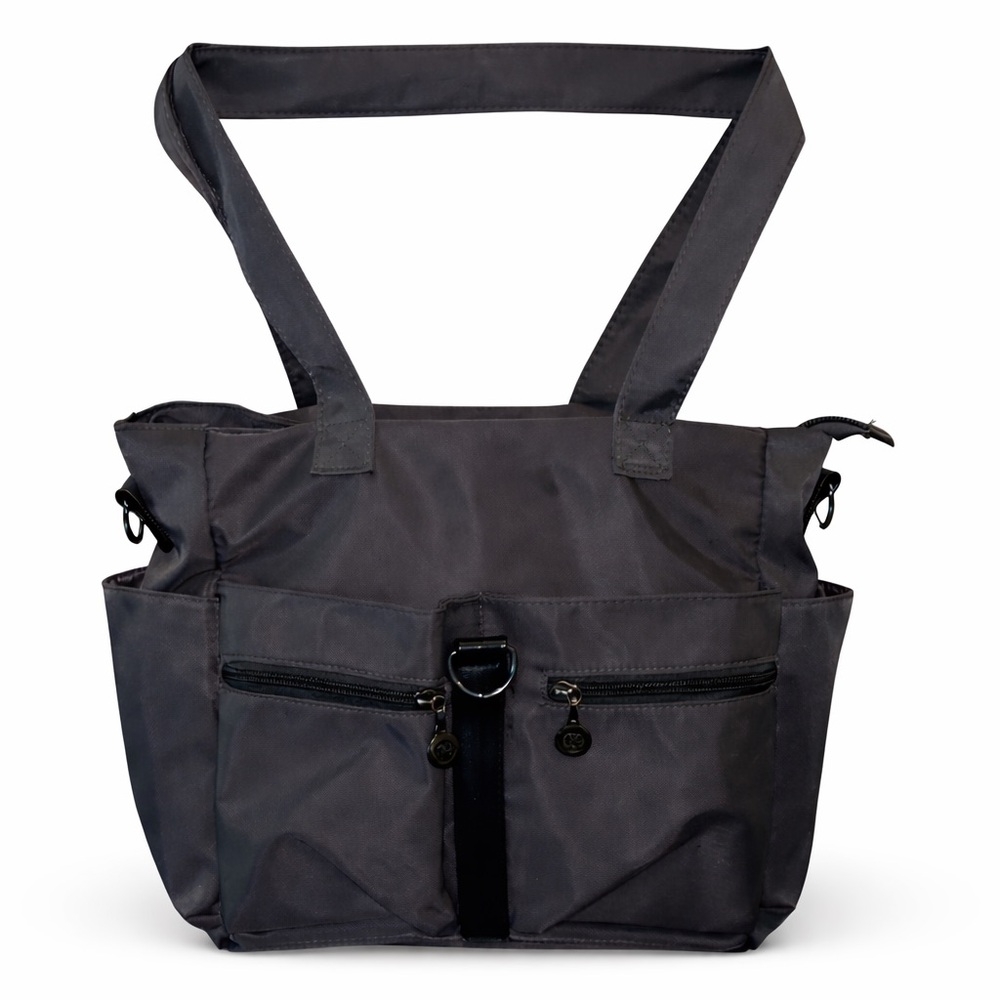 Jie L Shi Gray Tote Bag with Multiple Pockets